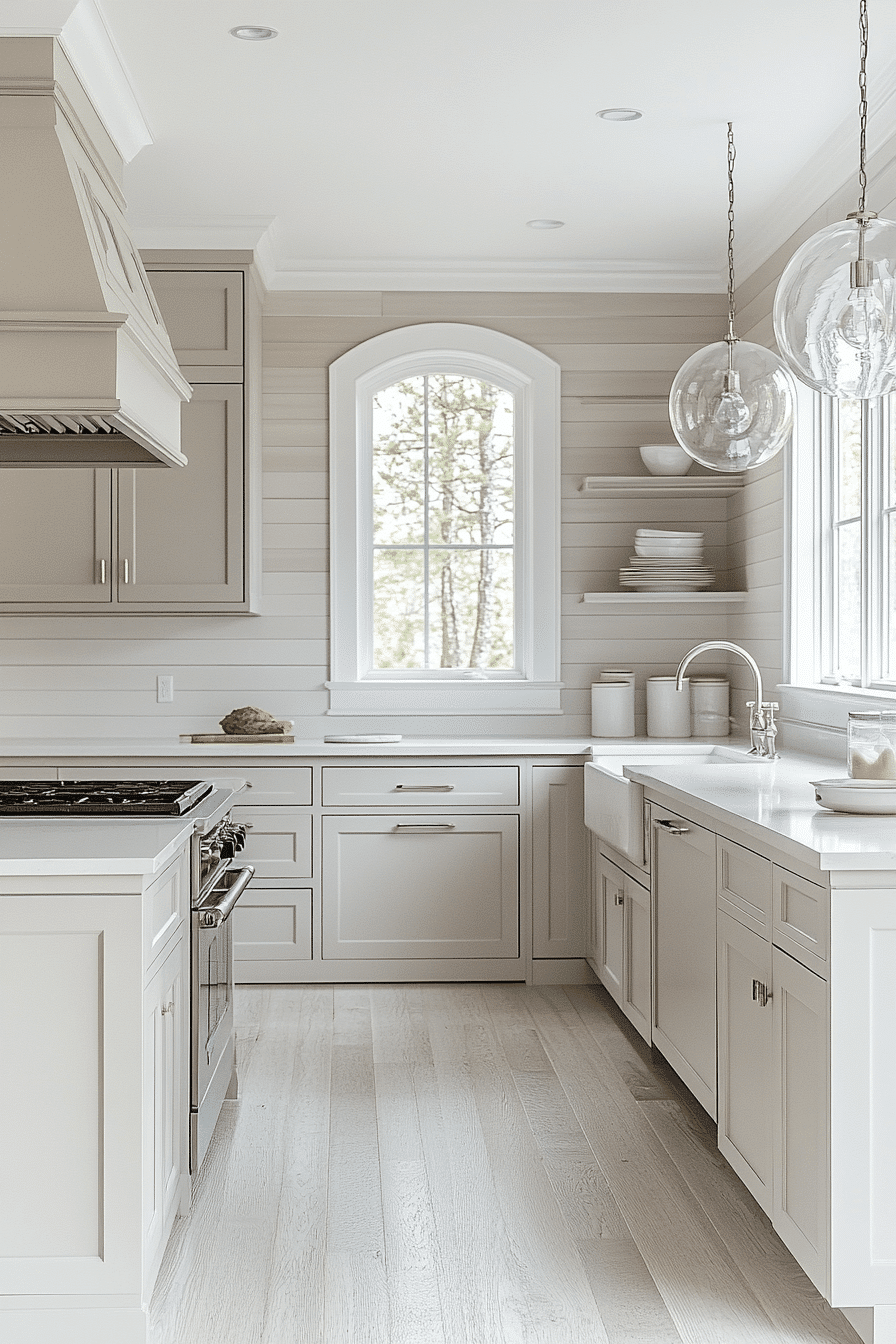 gray and white kitchen