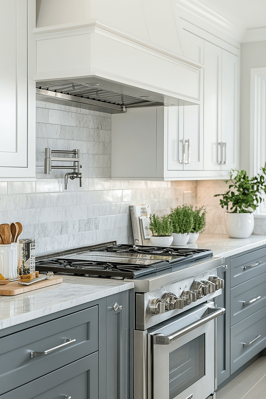 gray and white kitchen