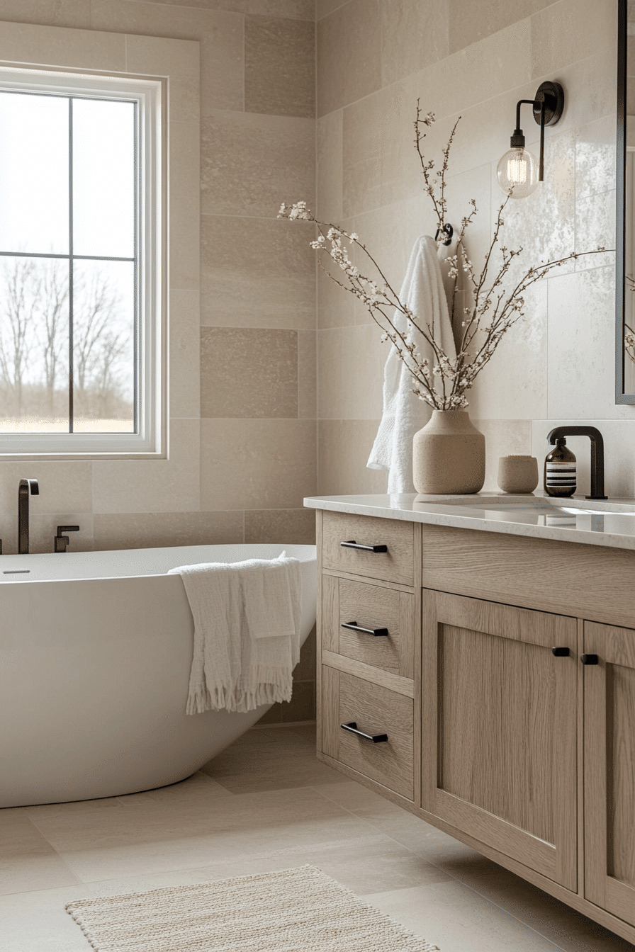 modern farmhouse master bath