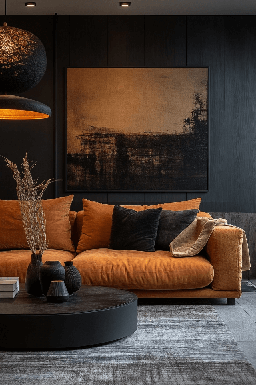 black and brown living room