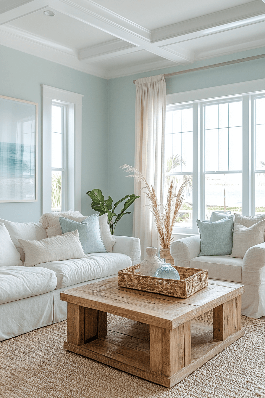 brown and blue living room