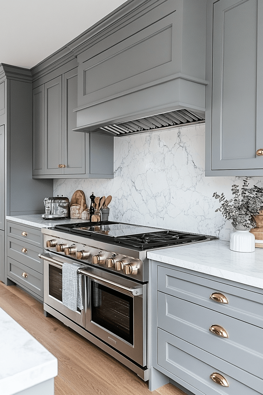 gray and white kitchen
