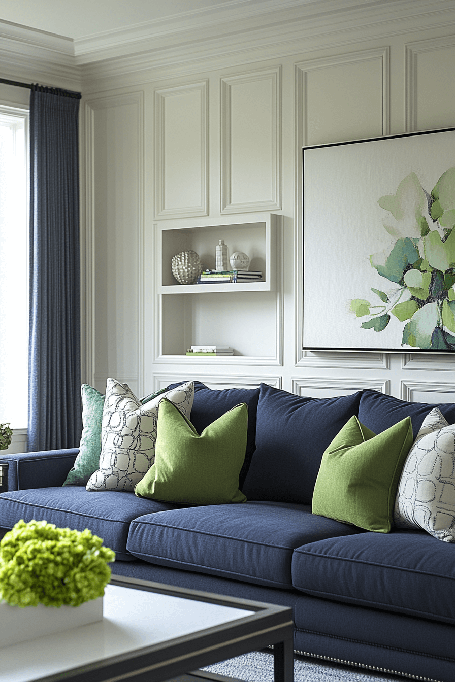 blue and green living room