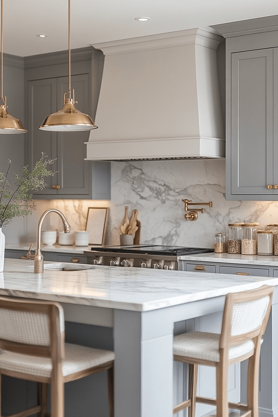 gray and white kitchen