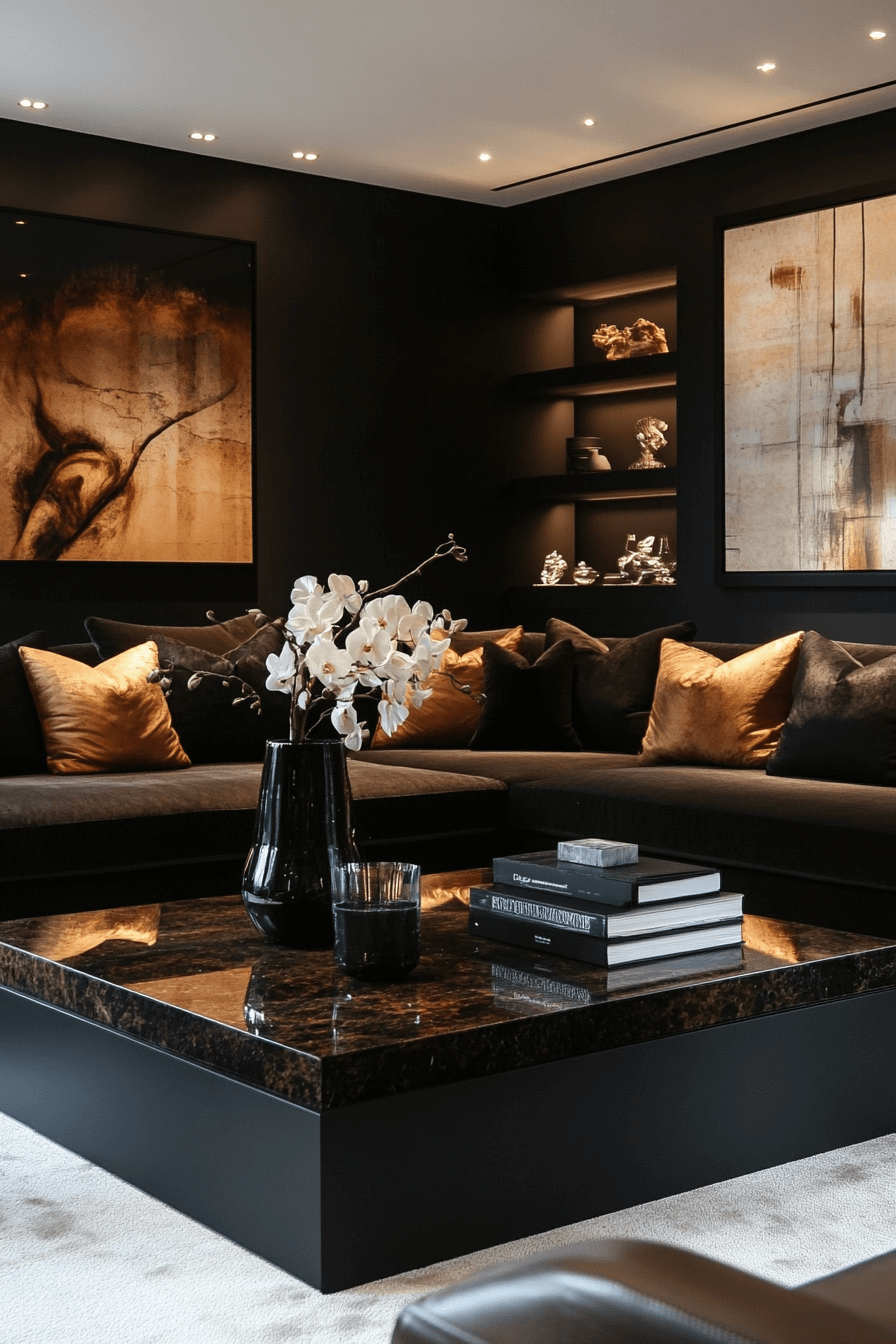 black and brown living room