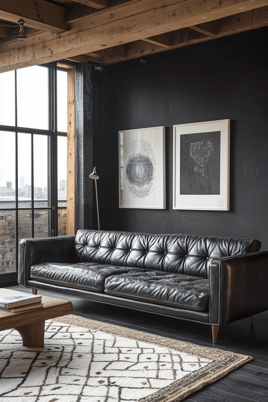 black and brown living room
