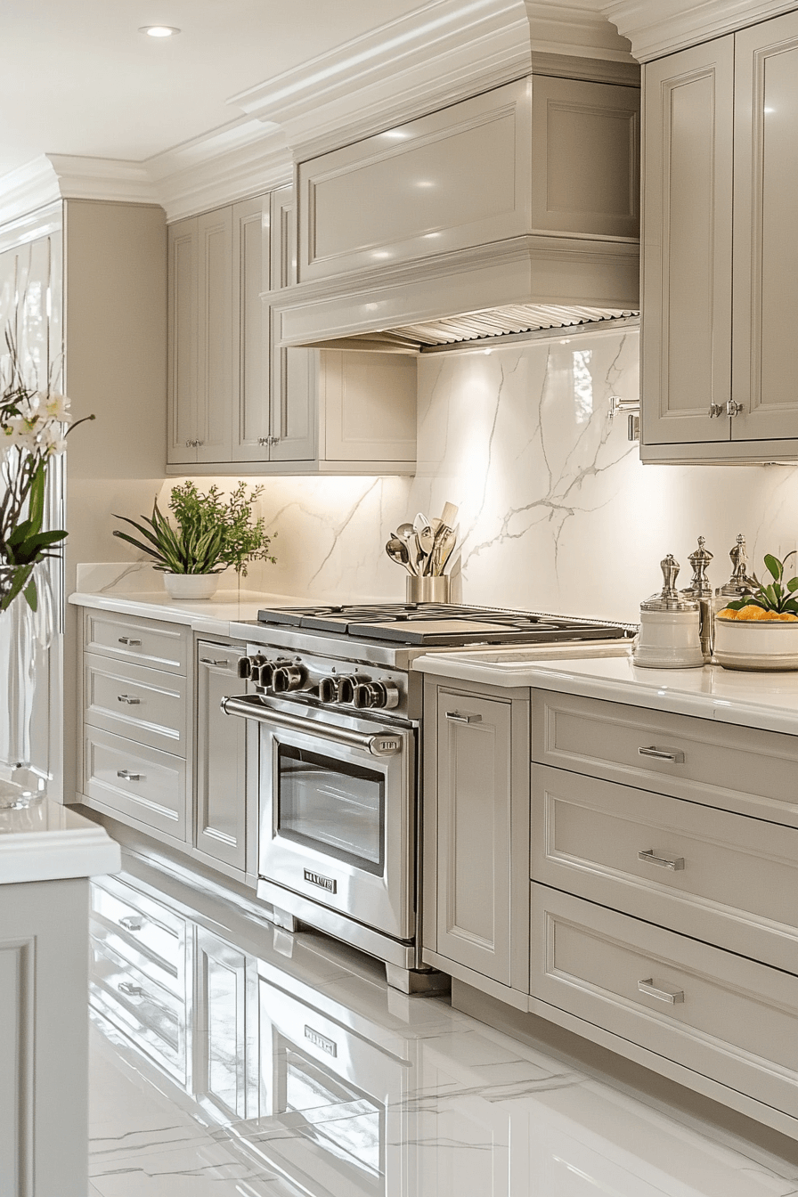gray and white kitchen