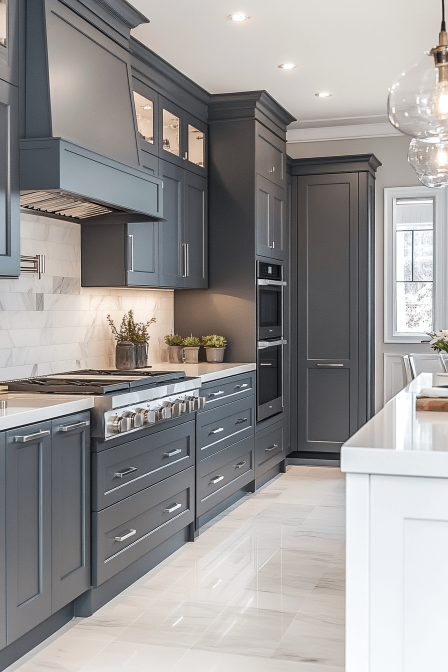gray and white kitchen