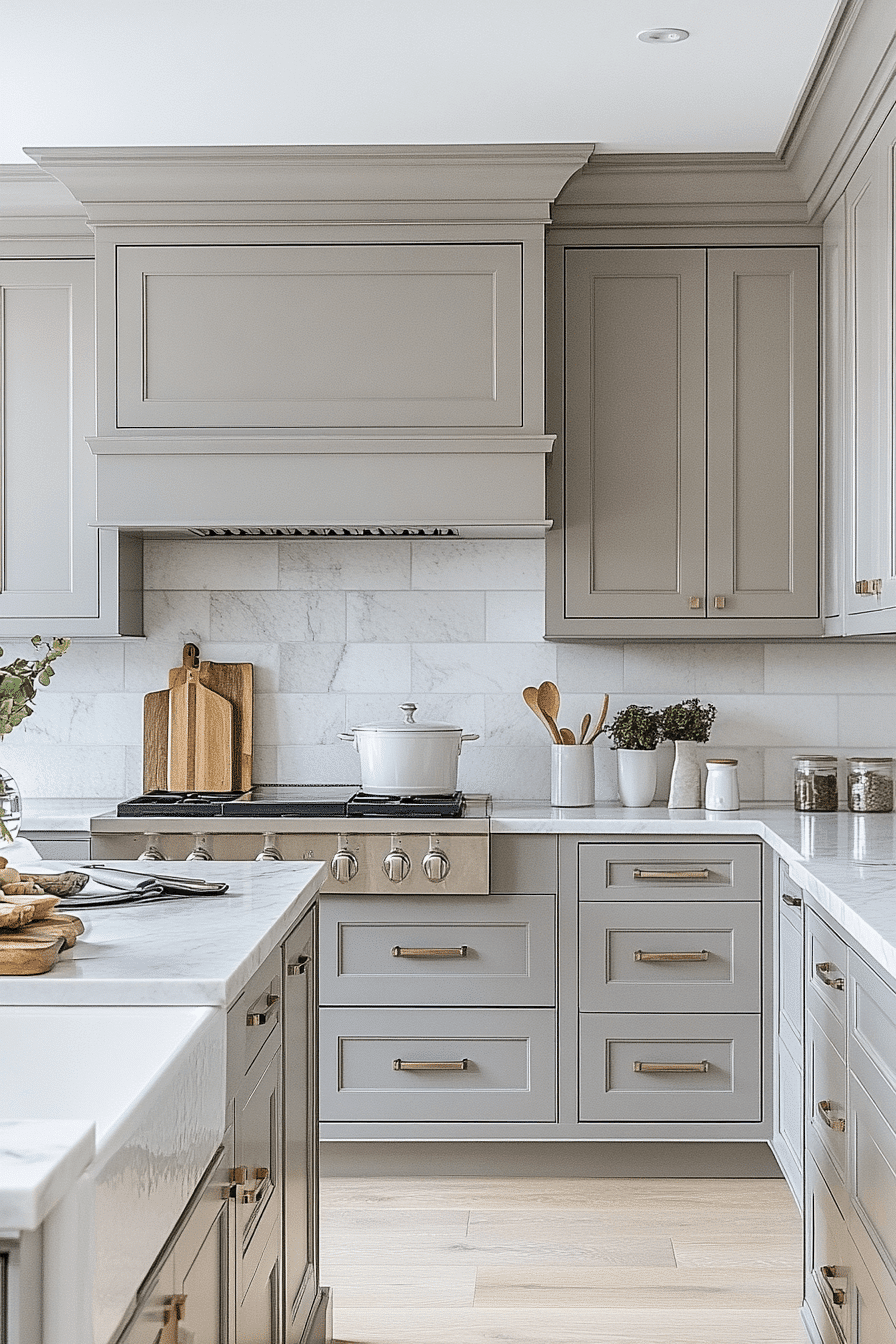 gray and white kitchen