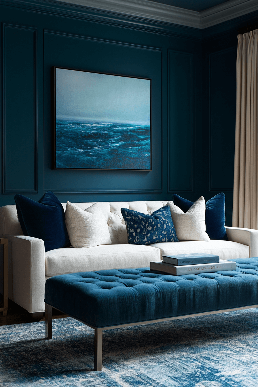 blue and green living room