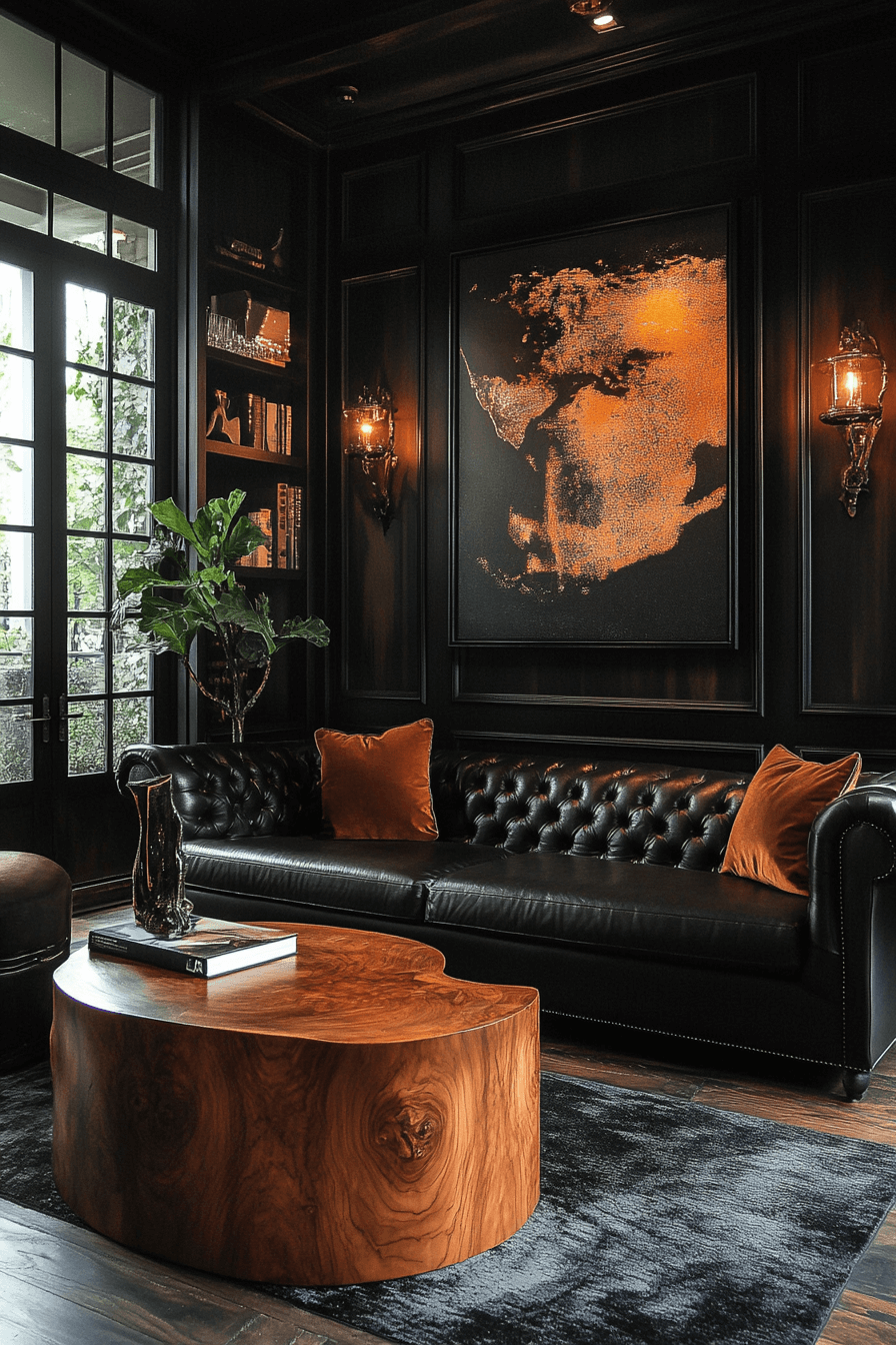 black and brown living room