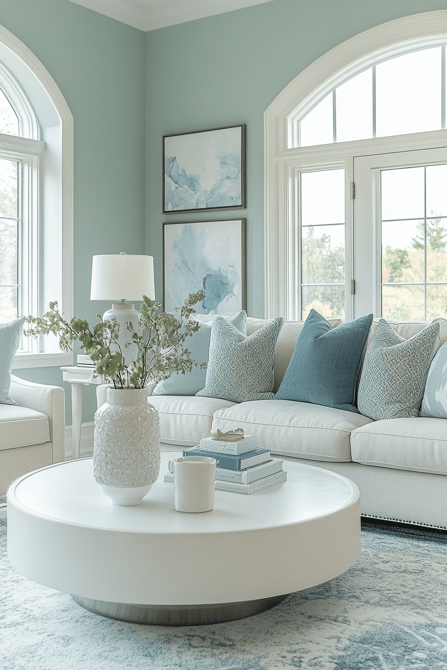 blue and green living room