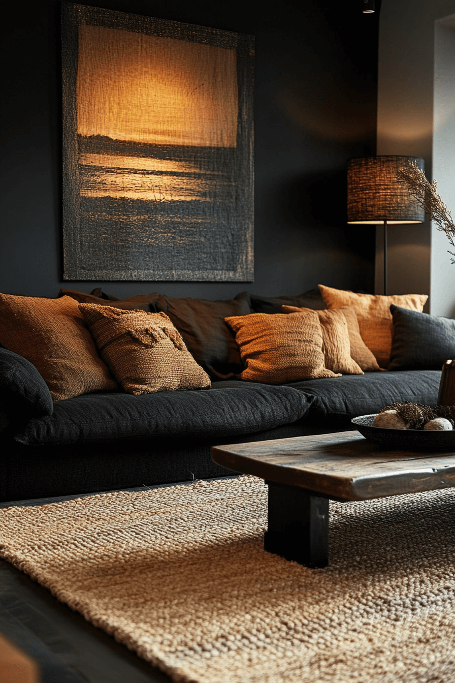 black and brown living room