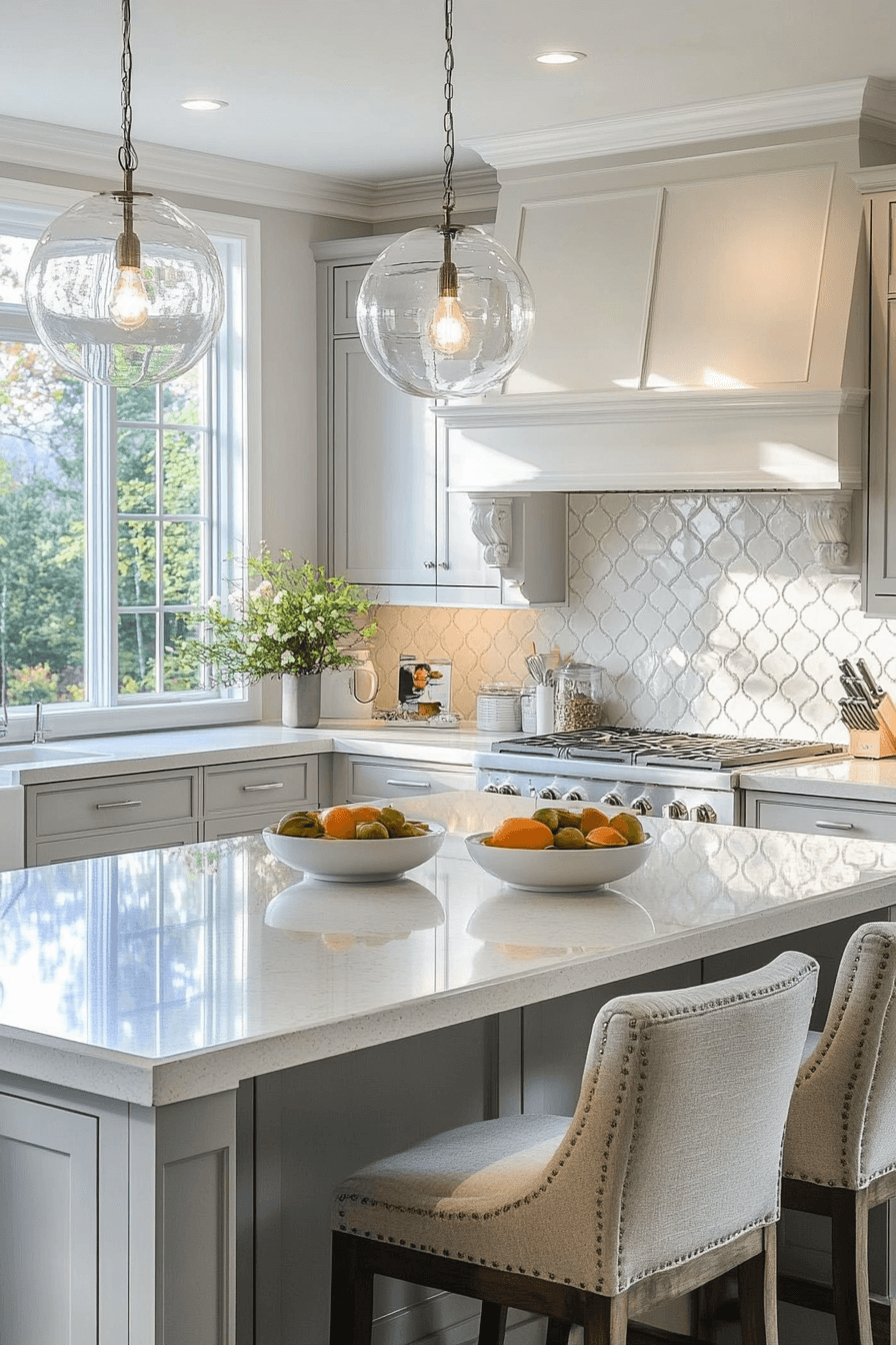gray and white kitchen