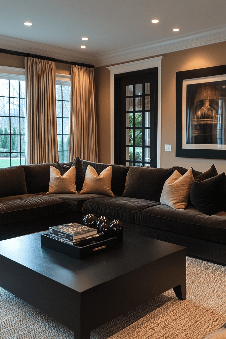 black and brown living room
