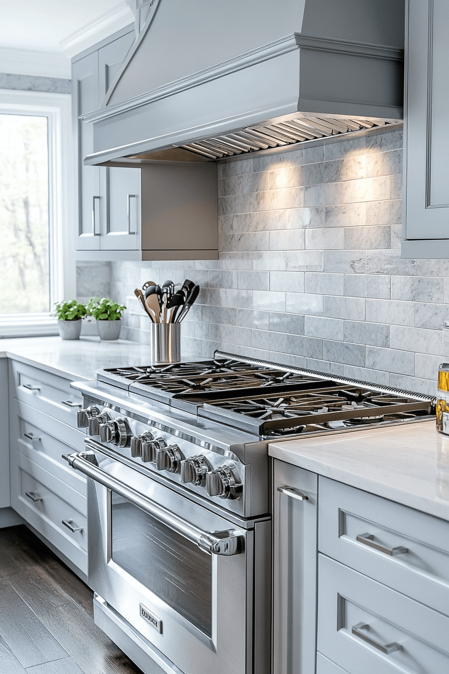 gray and white kitchen