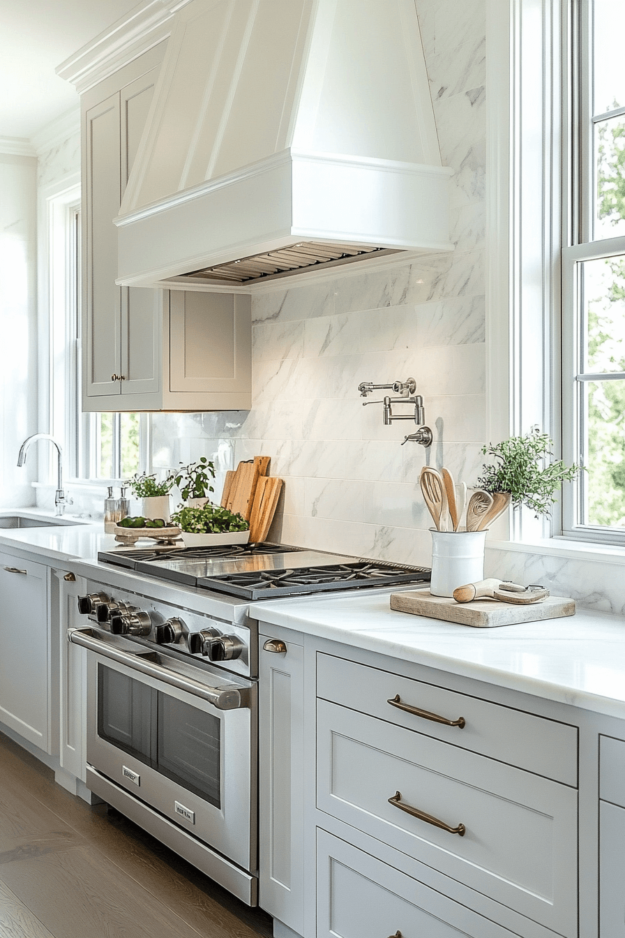 gray and white kitchen
