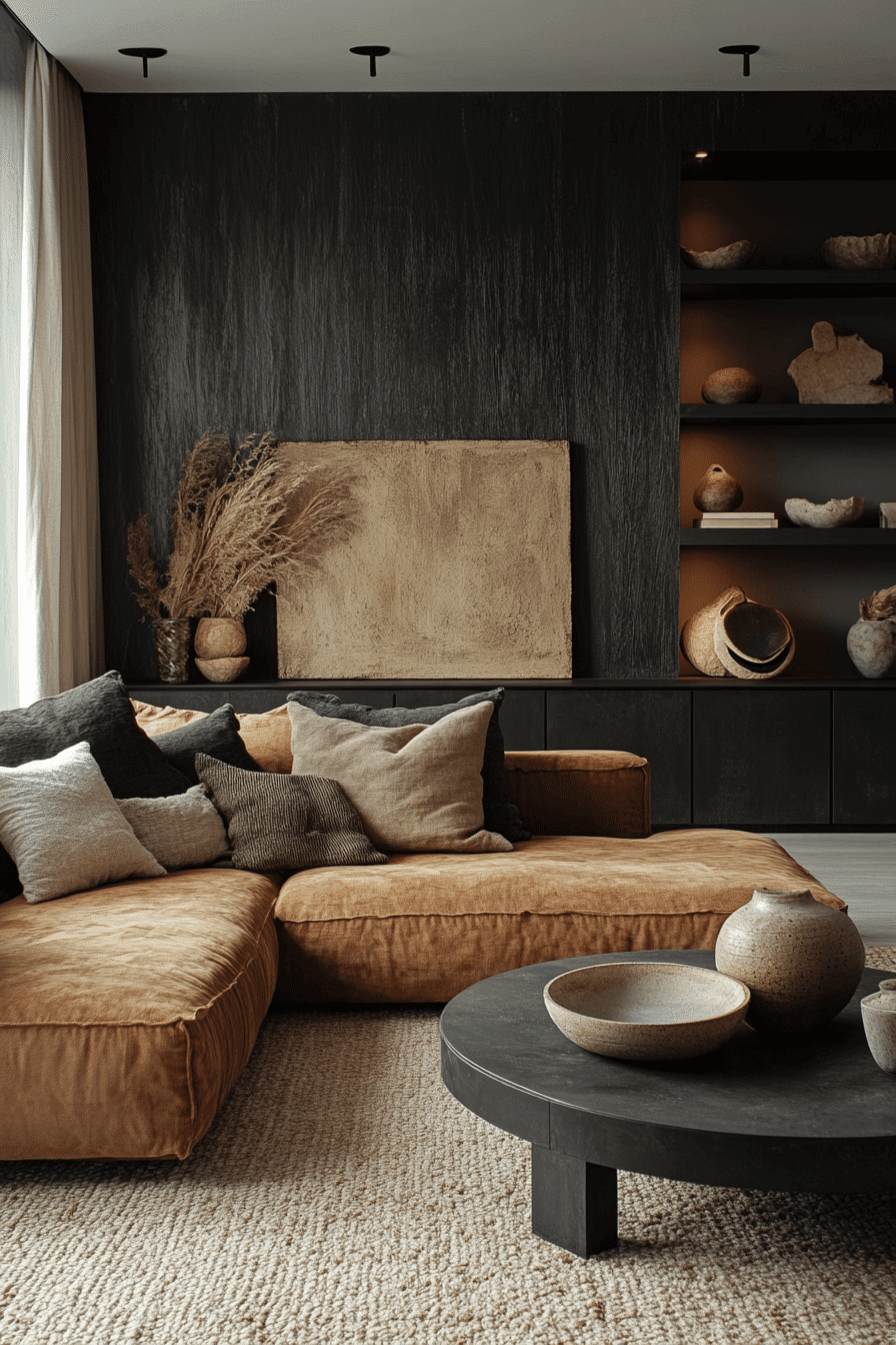 black and brown living room