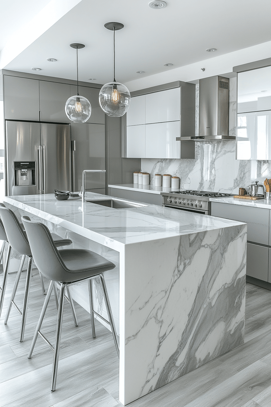 gray and white kitchen