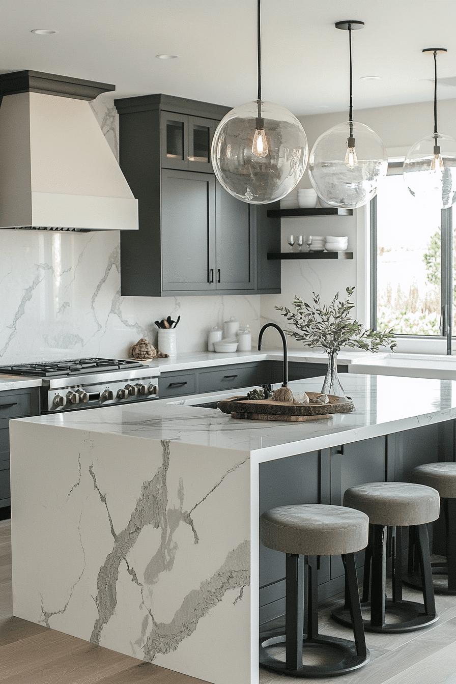 gray and white kitchen