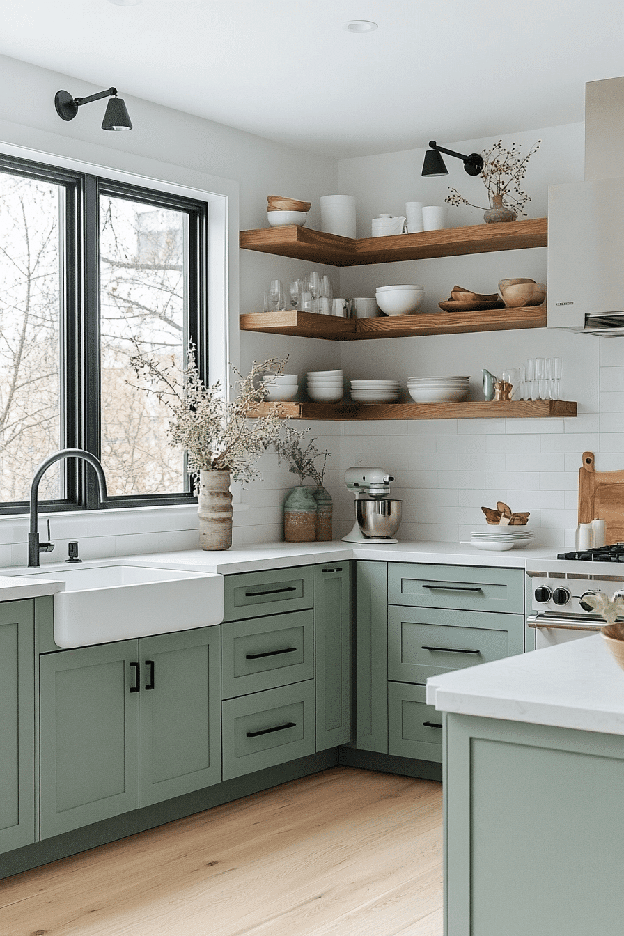 sage green kitchen cabinets
