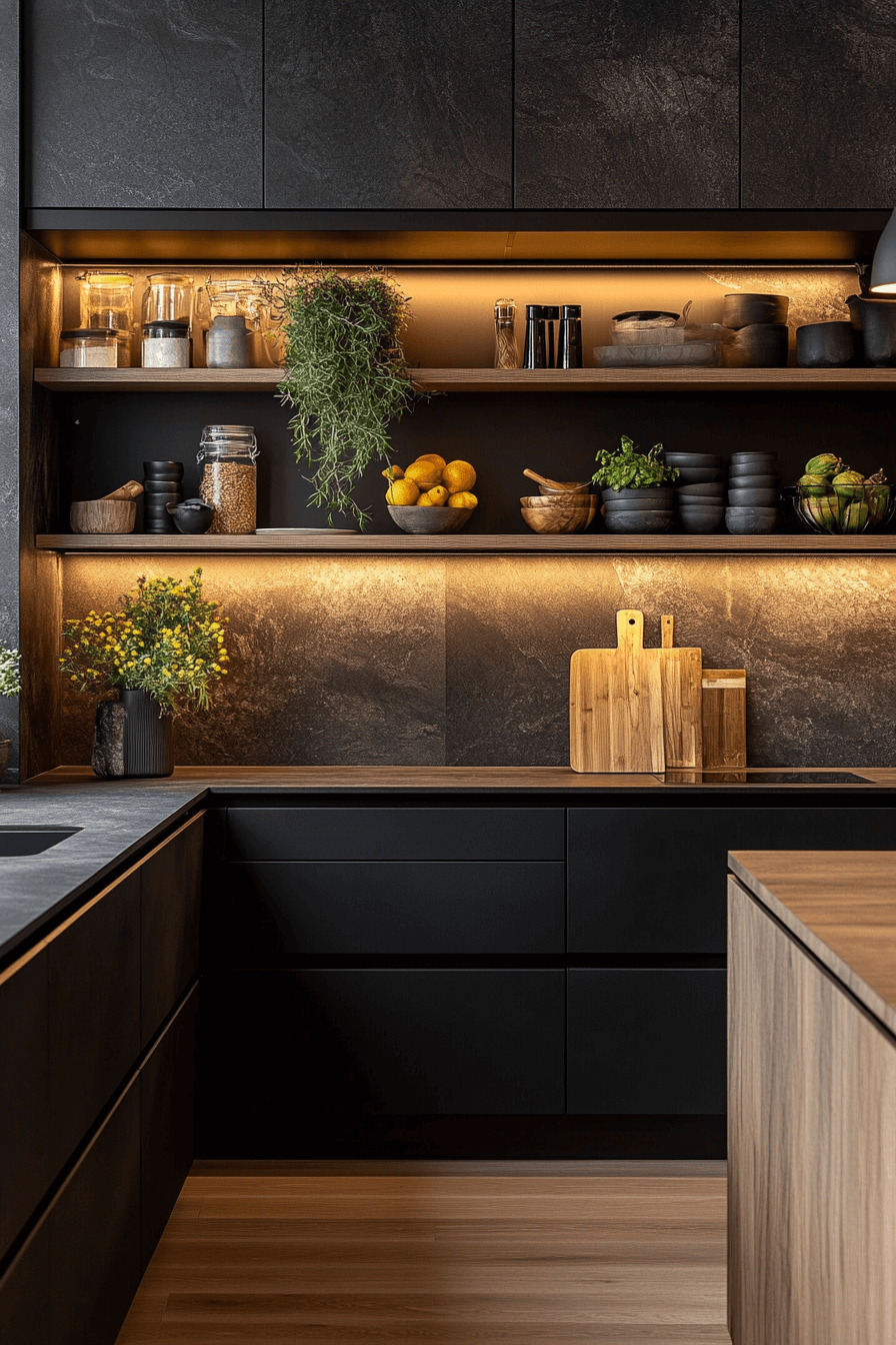 29 Black And Wood Kitchen Ideas That Make Cooking Feel Extra Special ...