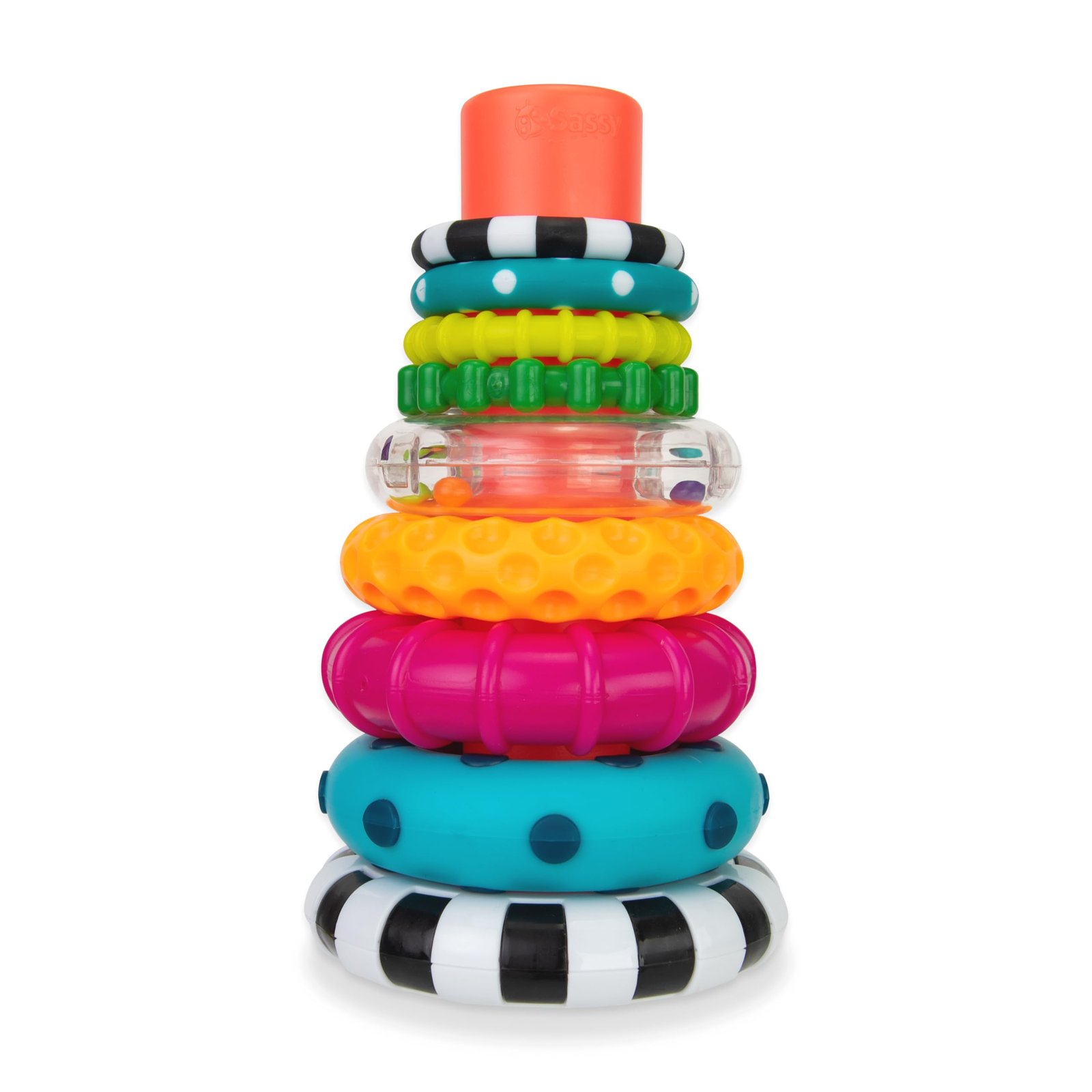 8 Best Toys for 6-12 Months: Developmentally Appropriate for Your Little One 4 Sassy Stacks of Circles Stacking Ring STEM Learning Toy