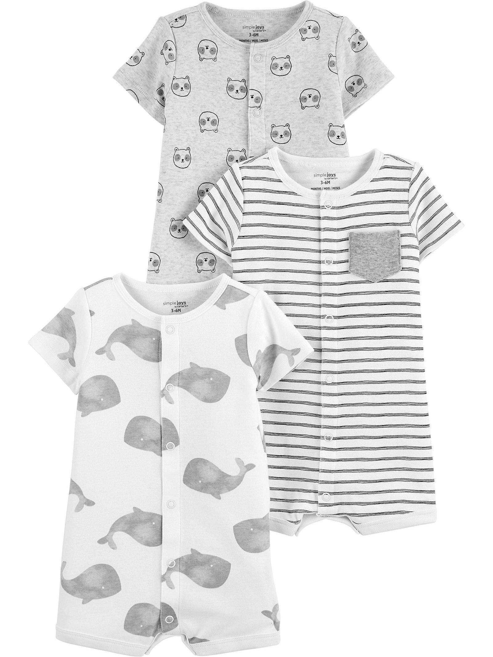 Best Baby Pajamas for Summer: 8 Comfortable and Breathable Options 7 Simple Joys by Carter's Unisex Babies' Snap-Up Rompers, Pack of 3 24 Months Panda/Stripe/Whales