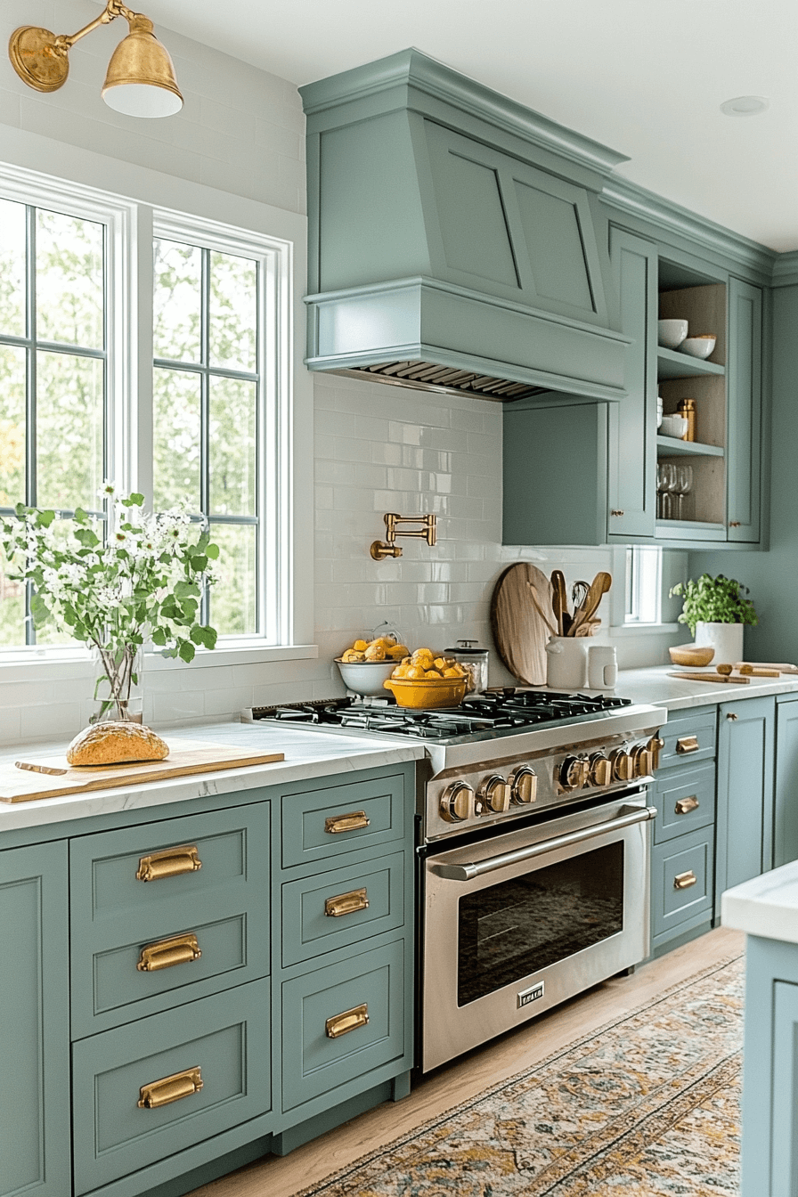 Blue Green Kitchen Cabinets