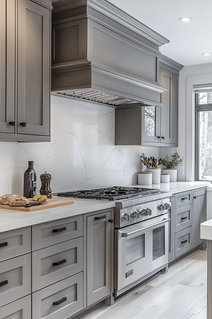 Grey Cabinets White Countertops