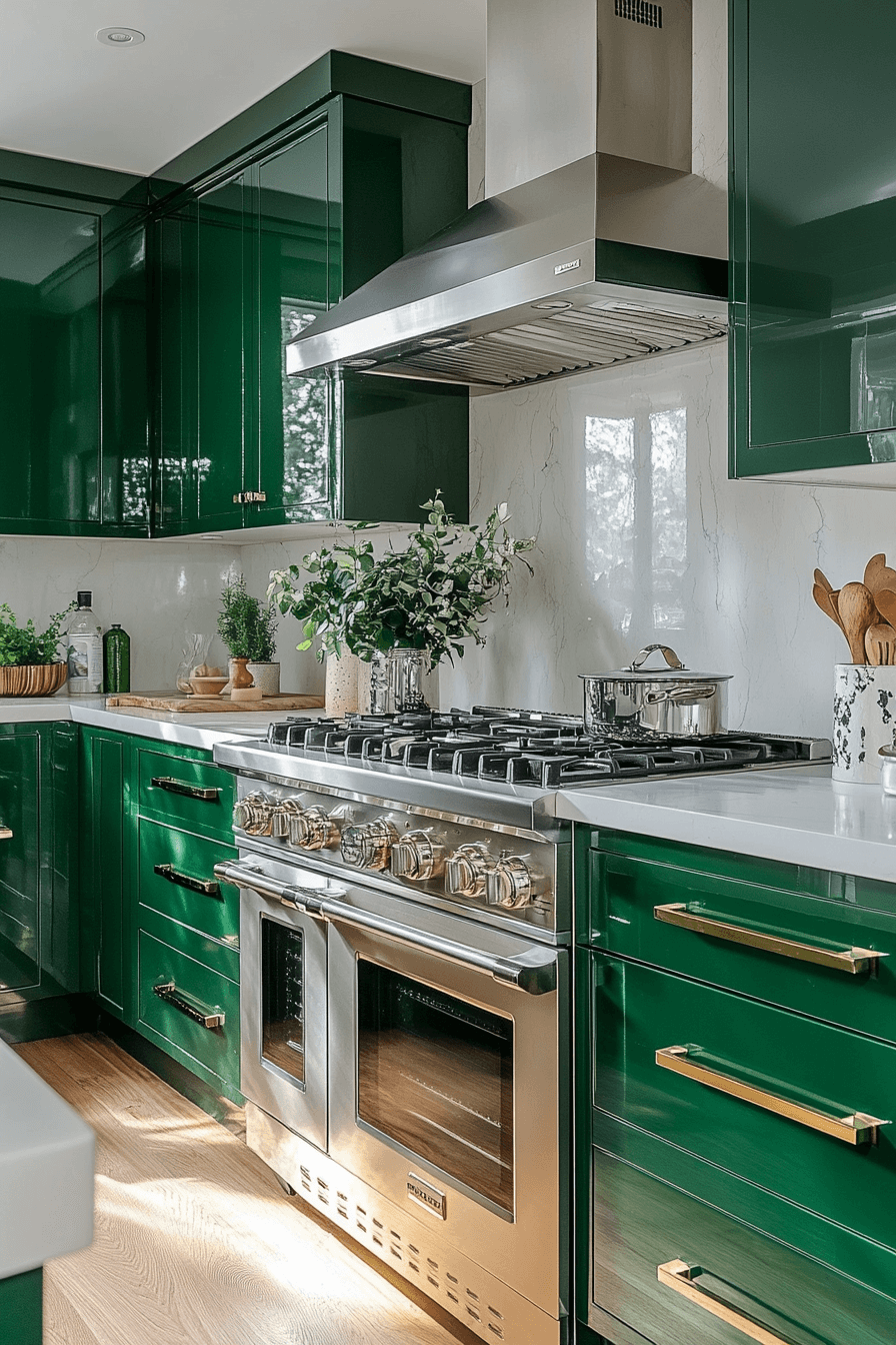 29 Emerald Green Kitchen Cabinets That Bring Jewel Tone Joy Home ...
