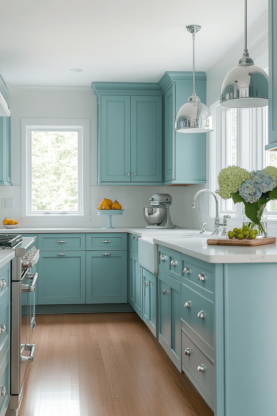 29 Blue Green Kitchen Cabinets For A Soft Stylish Look - Courtneys World