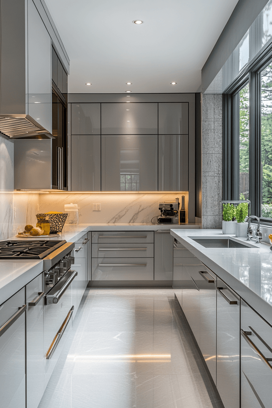 Grey Cabinets White Countertops