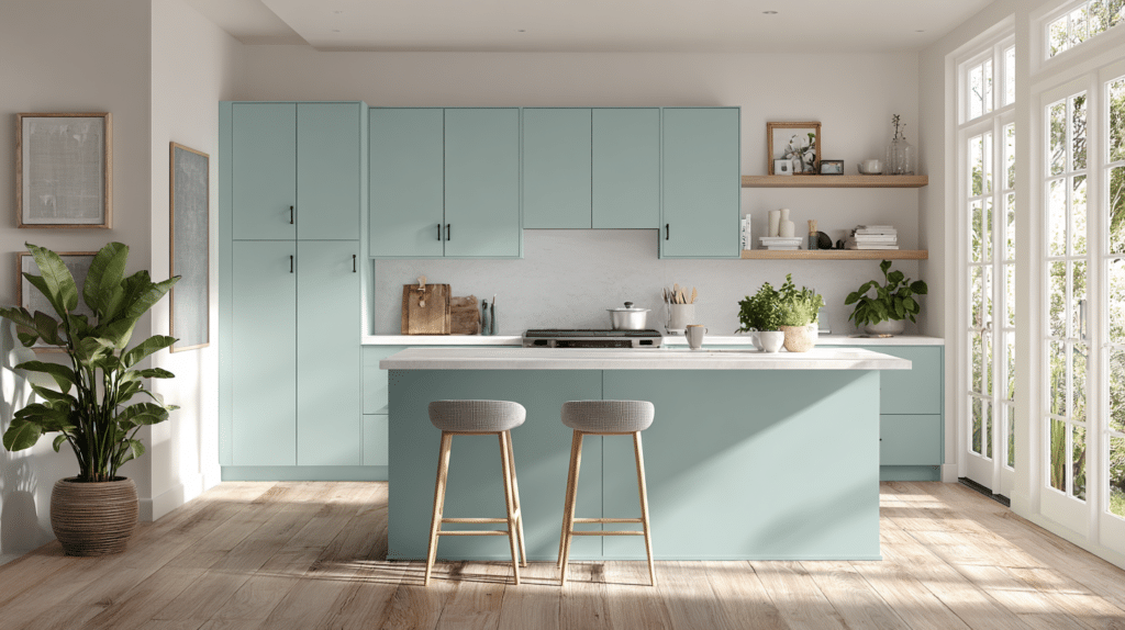 Blue Green Kitchen Cabinets