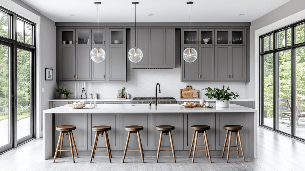 Grey Cabinets White Countertops