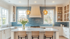 blue backsplash kitchen