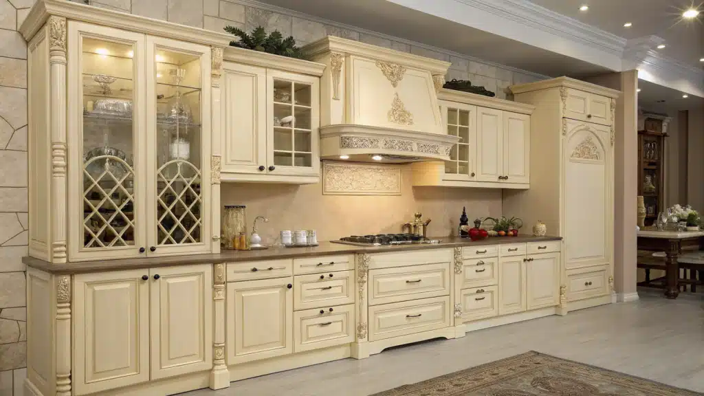 29 Antique Cream Kitchen Cabinets That Bring Timeless Warmth to Modern Cooking 34 29 Antique Cream Kitchen Cabinets That Bring Timeless Warmth to Modern Cooking