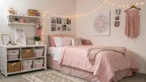 pink dorm room decor