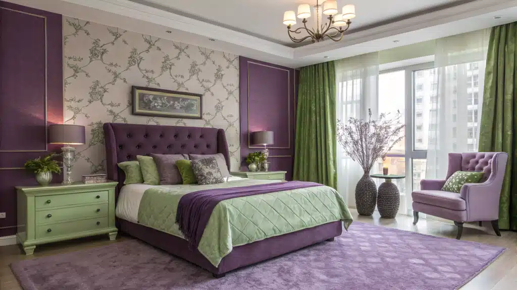 purple and green bedroom