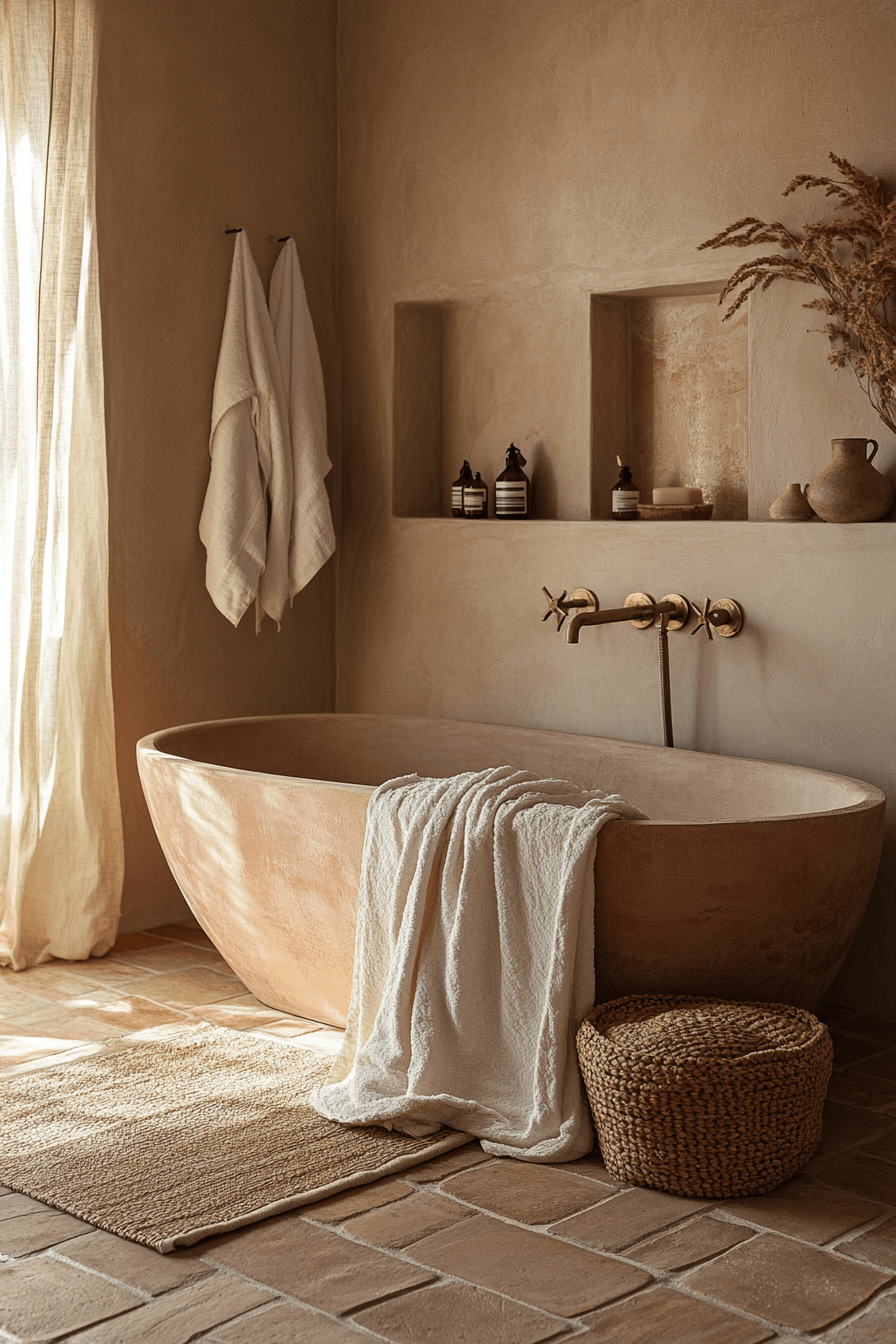 27 Earthy Bathroom Designs That Feel Like a Warm Hug 15 earthy bathroom