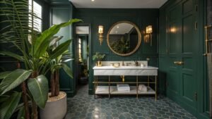 dark green bathroom