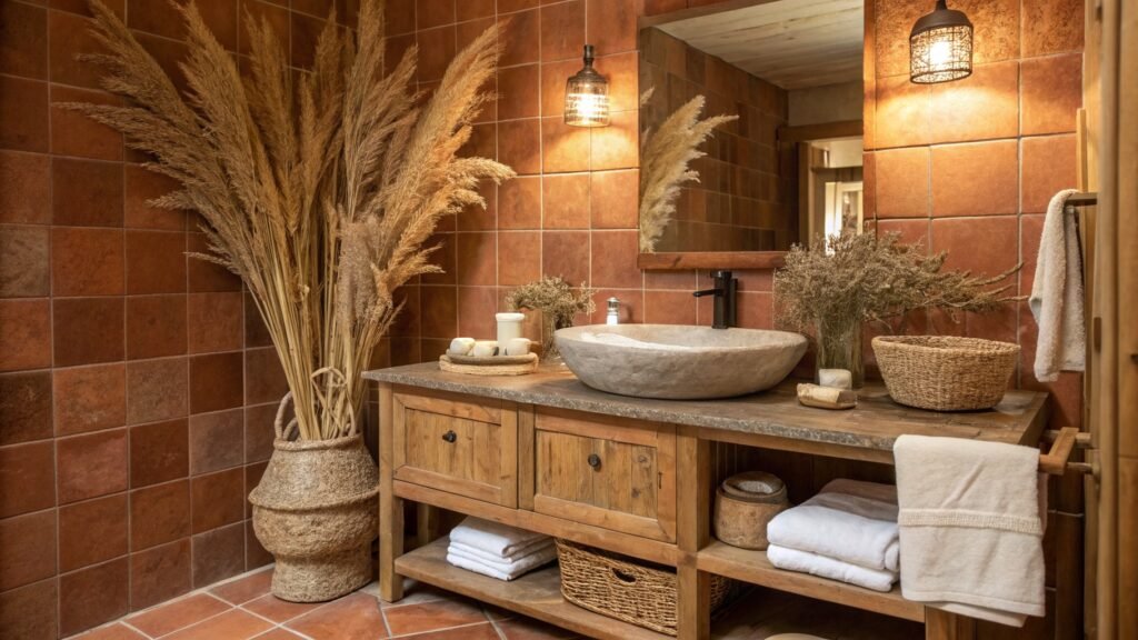 27 Earthy Bathroom Designs That Feel Like a Warm Hug 30 earthy bathroom