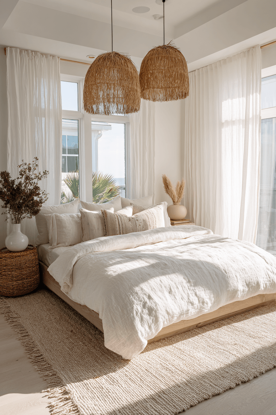 29 Modern Coastal Bedroom Ideas for Sleeping with the Windows Open 13