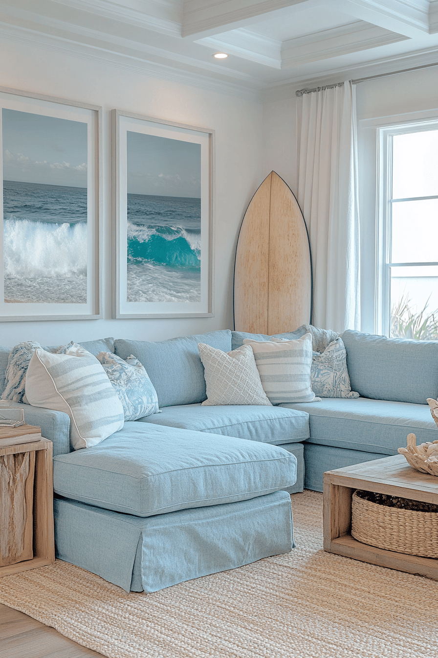 29 Coastal Casual Living Room Ideas That Welcome Sand on the Floor 15