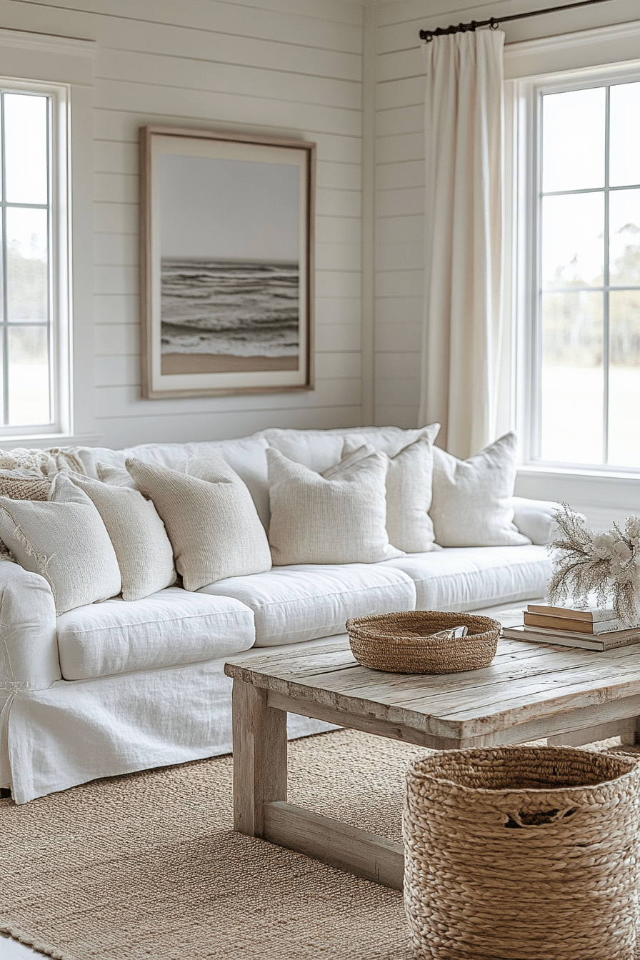 29 Coastal Casual Living Room Ideas That Welcome Sand on the Floor 17