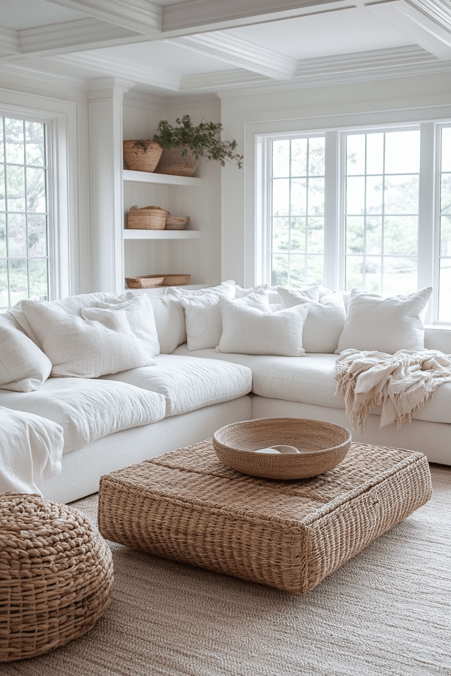 29 Coastal Casual Living Room Ideas That Welcome Sand on the Floor 18