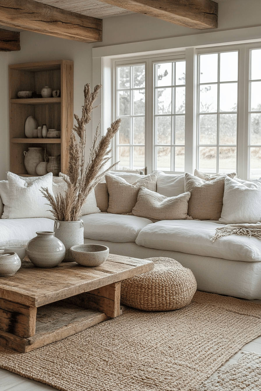 29 Coastal Casual Living Room Ideas That Welcome Sand on the Floor 20