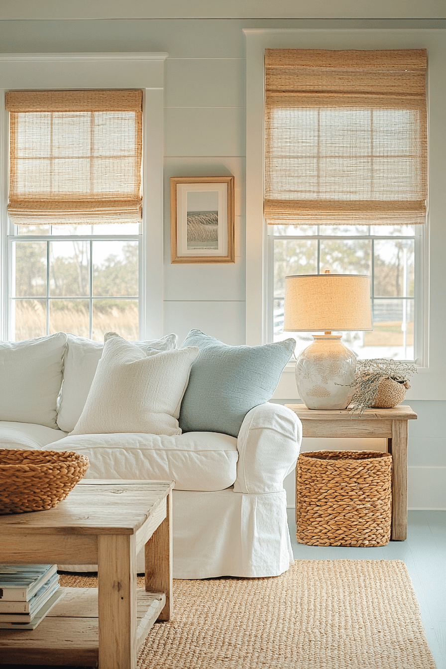 29 Coastal Casual Living Room Ideas That Welcome Sand on the Floor 21