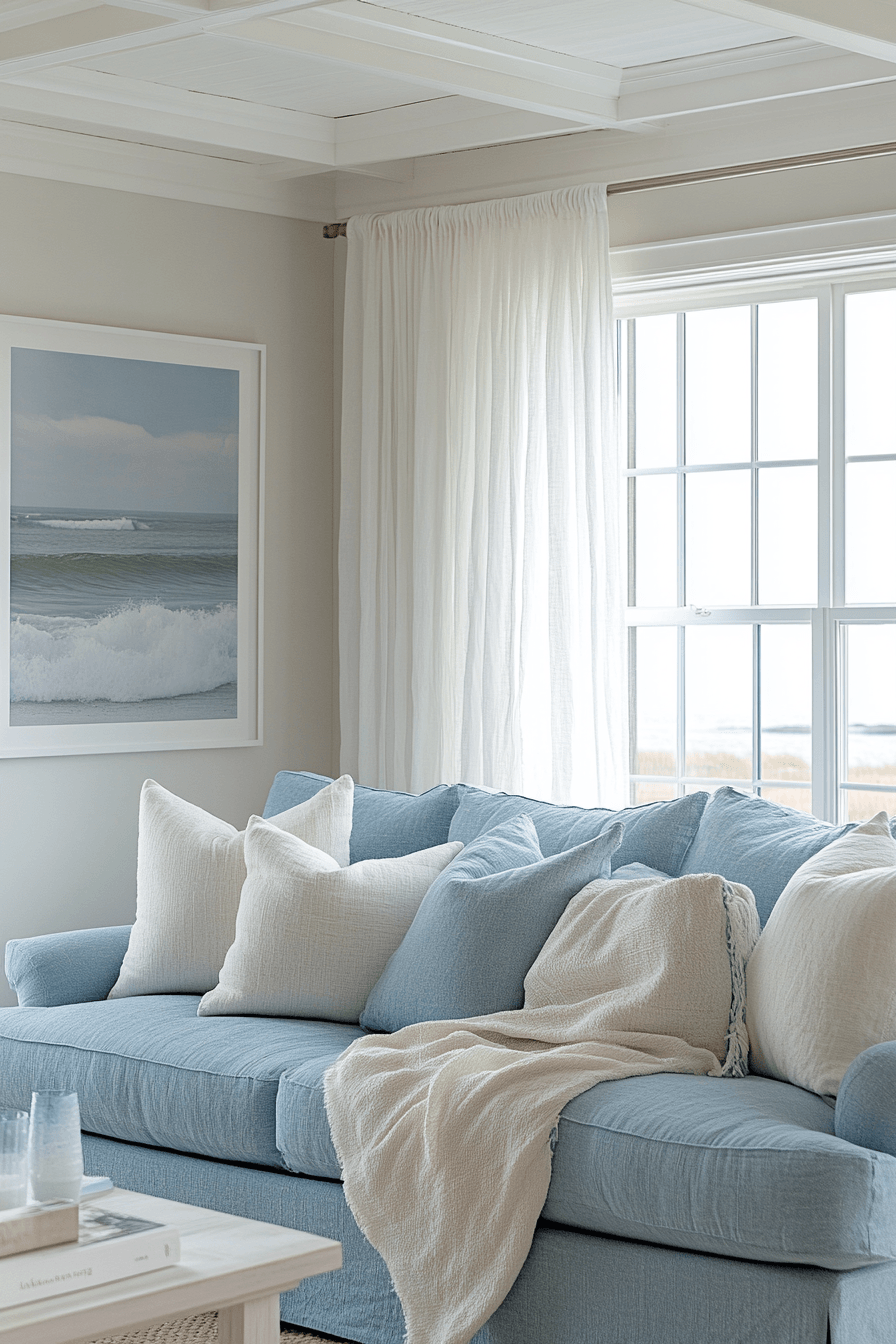 29 Coastal Casual Living Room Ideas That Welcome Sand on the Floor 22