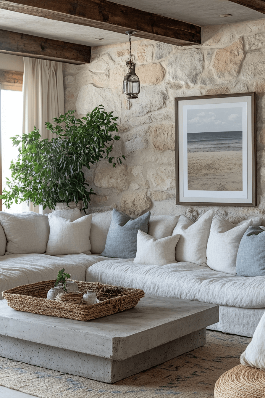 29 Coastal Casual Living Room Ideas That Welcome Sand on the Floor 29